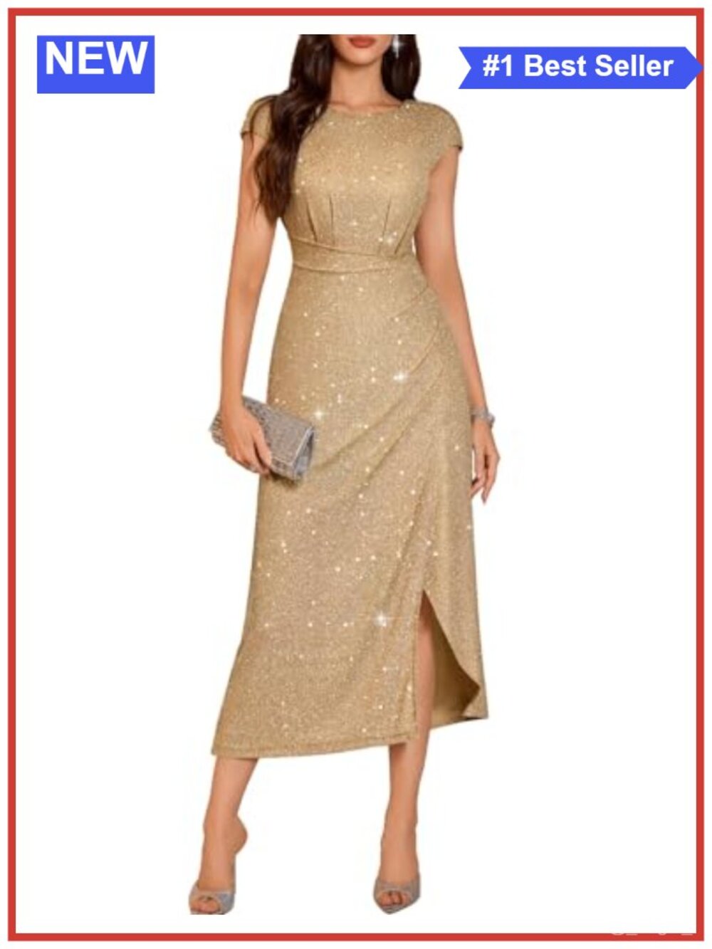 Sparkly Sequin Cocktail Evening Formal Wedding Maxi Dress